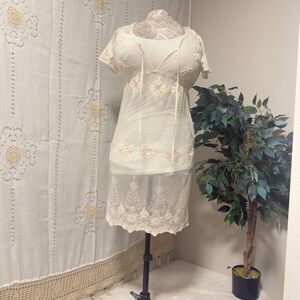 Romantic Coquette Ivory Only Hearts Floral Lace Two-Piece Dress